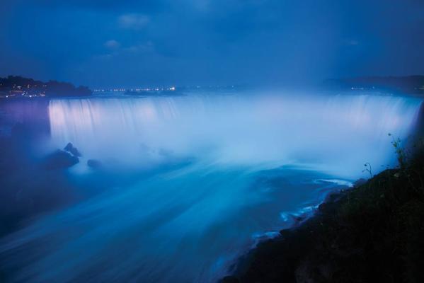 Niagara lit blue